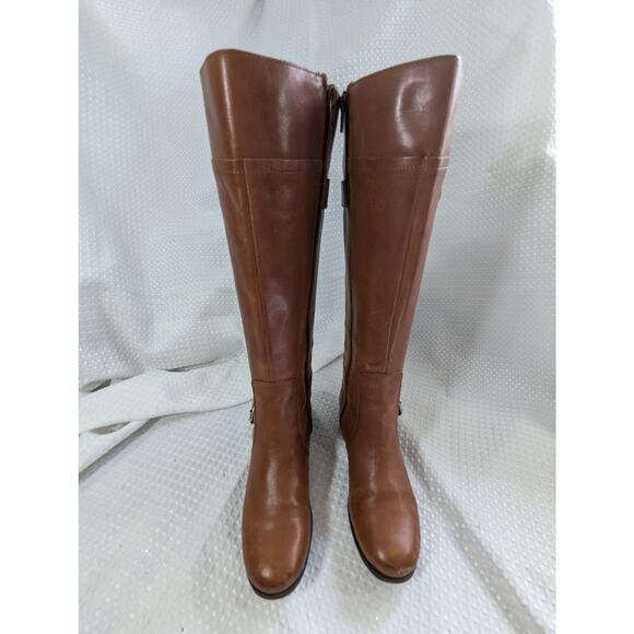 NWOT! NINE WEST! PECAN BROWN GENUINE LEATHER DOUBLE BUCKLE WESTERN BOOTS! SZ 6M - Picture 4 of 11